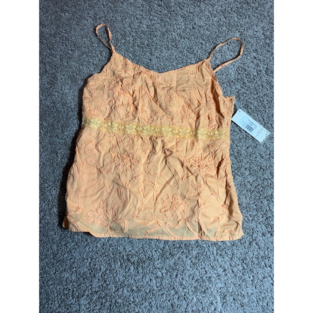 Aventura Clothing Emma Tank Apricot Orange Floral Lace Cami Top Vintage Small